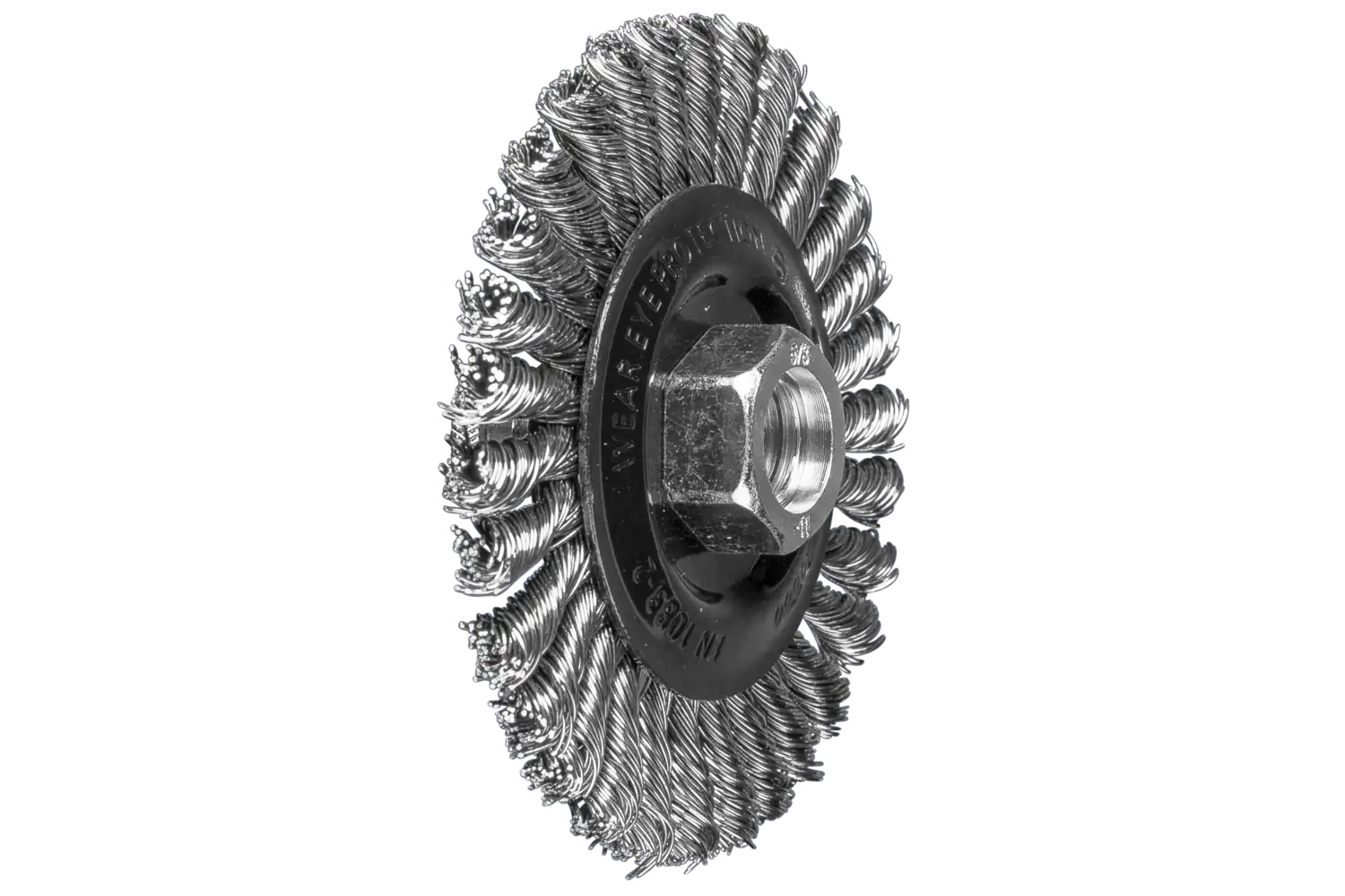 Picture of Pferd Stringer Bead Wheel Brush Psf 4" Dia .020 Stainless Steel 5/8-11" Thread 10 Pack